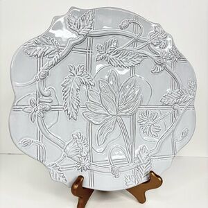 Romancing Provence Botanical Floral Embossed RPV3 White Ceramic Platter France